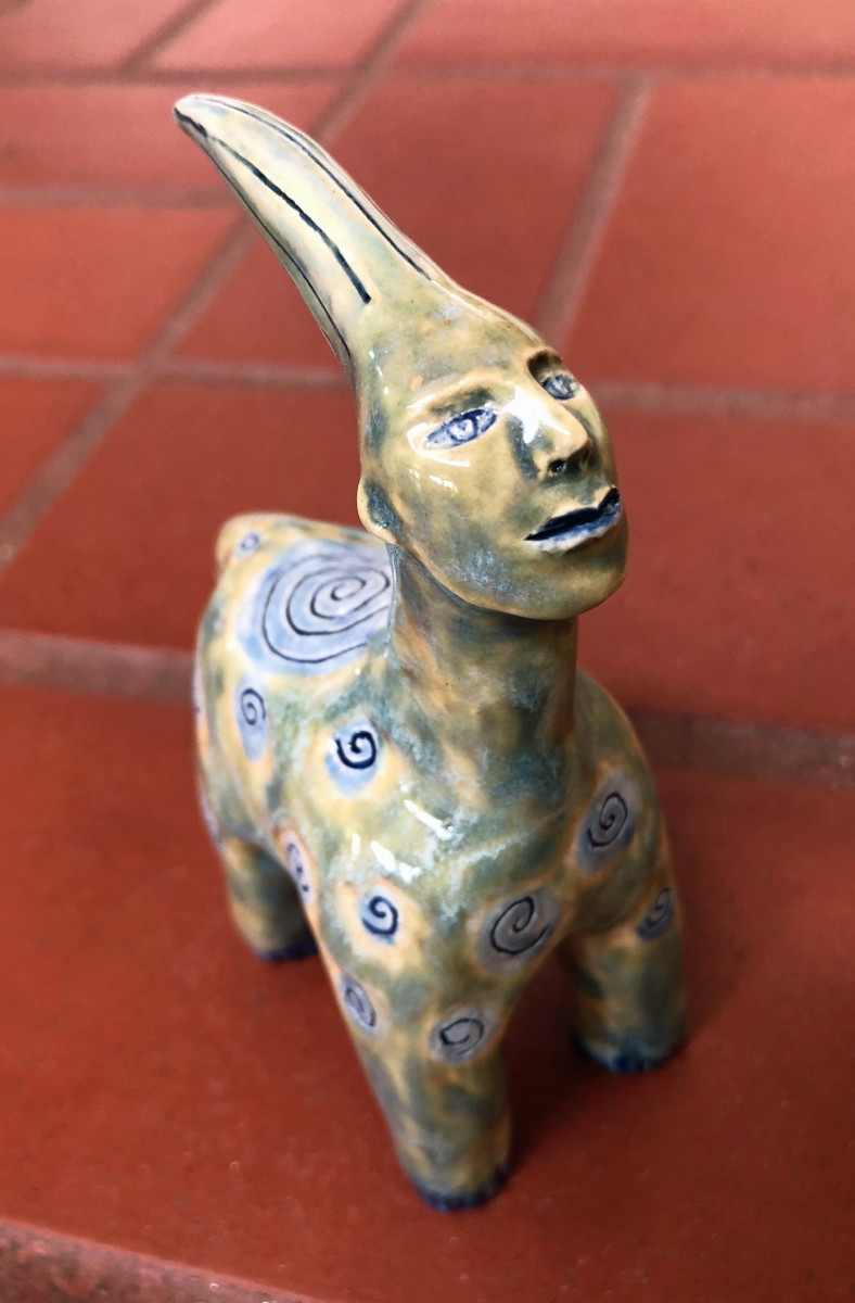 Sefara,  the mini unicorn with spirals by Nell Eakin 