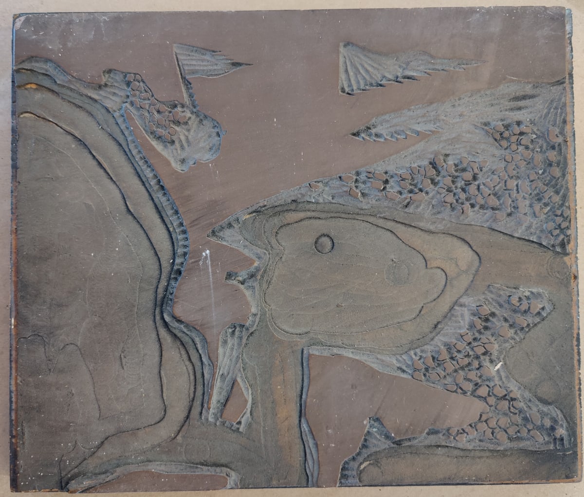 Landscape Linocut Block by Esther Webster 