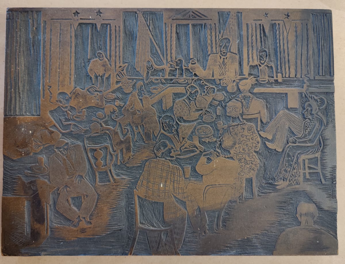 Publisher's Convention Linocut Block by Esther Webster 