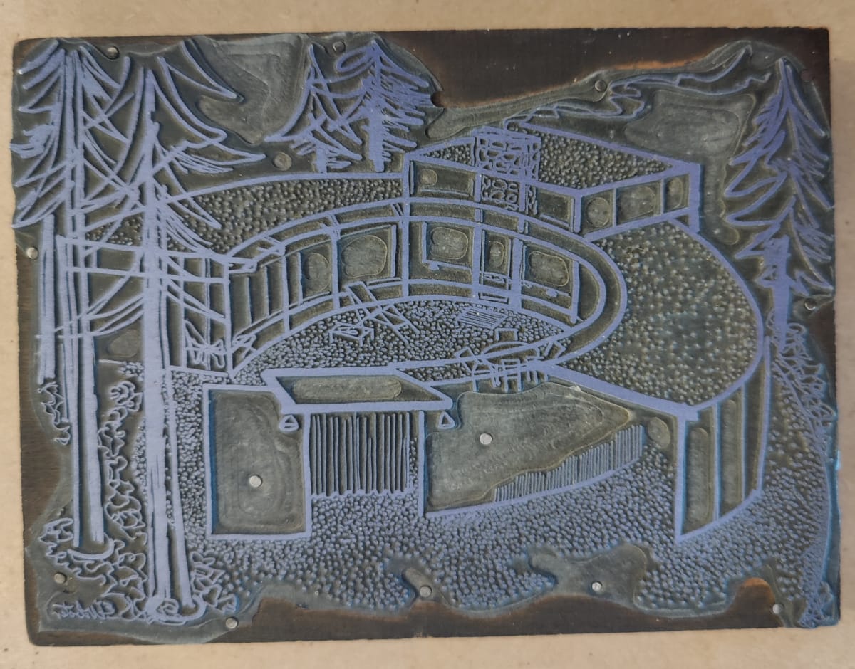 Beaver Hill Home Linocut Block by Esther Webster 
