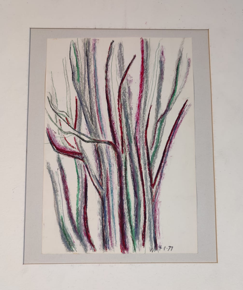 Untitled or unknown title, described as Green, red and gray trees by Esther Webster 