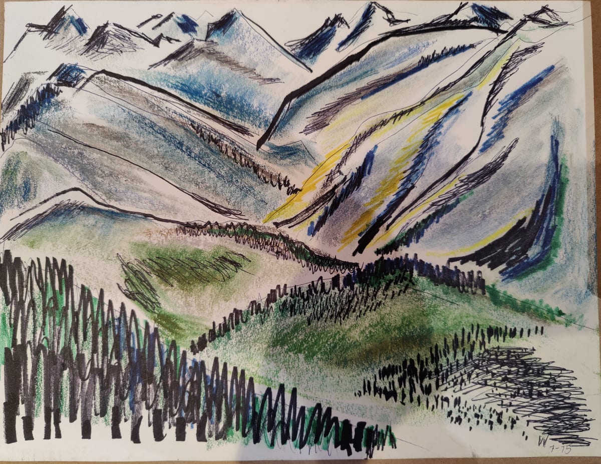 Untitled or unknown title, described as Blue mountain scene by Esther Webster, Image 1.