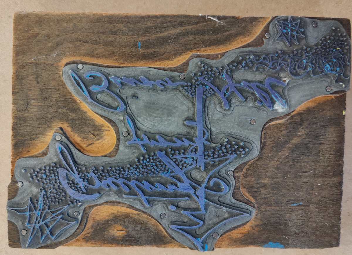 Holiday Card Linocut Block by Esther Webster, Image 3.