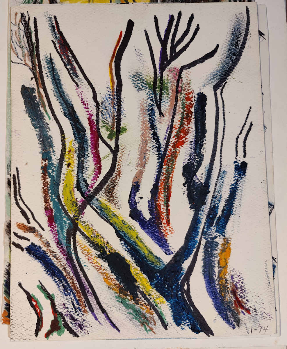 Untitled or unknown title, described as Colorful tree branches by Esther Webster, Image 1.