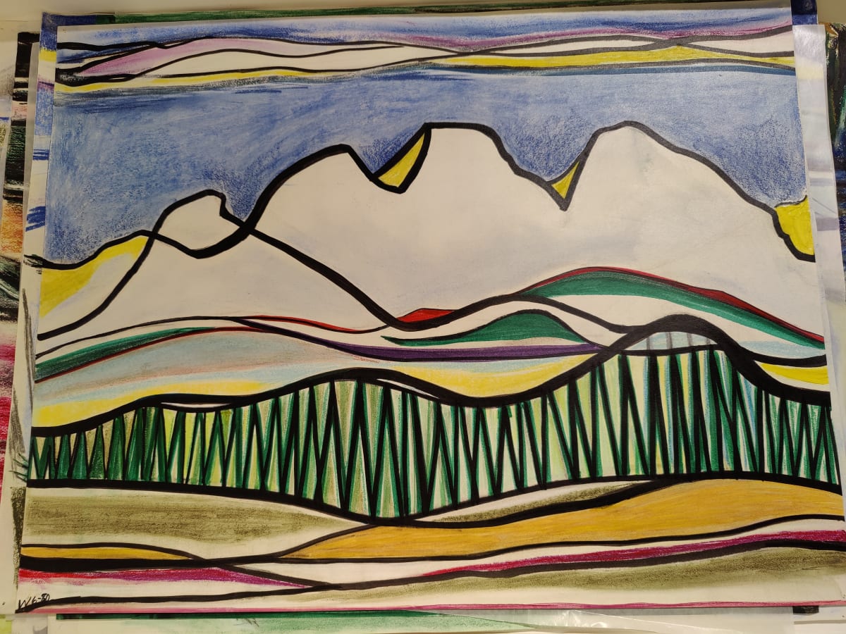 Trees, mountains and strait by Esther Webster 