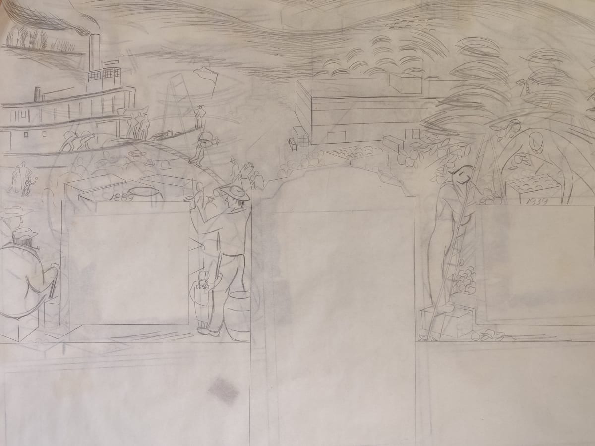 Untitled or unknown title, described as mural sketches by Esther Webster 