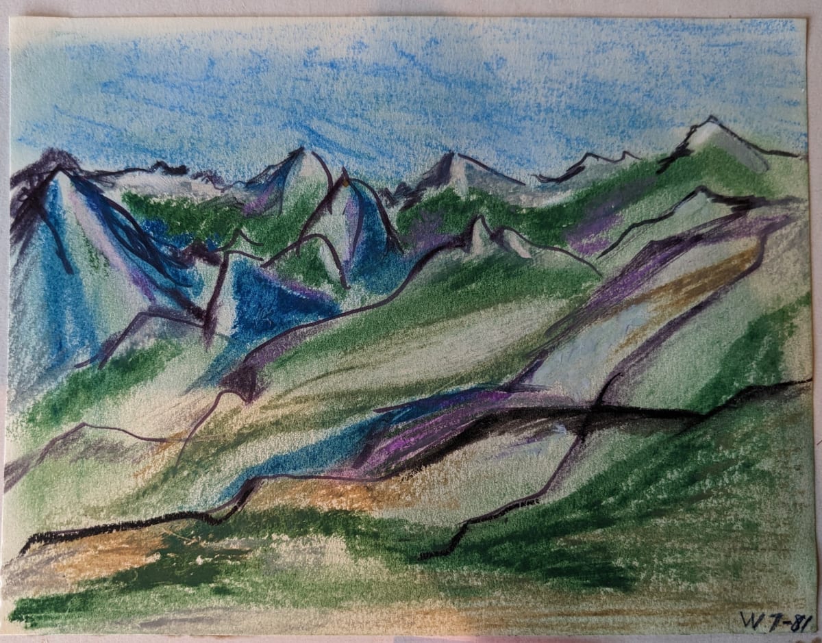 Green and blue mountains with blue sky by Esther Webster, Image 1.