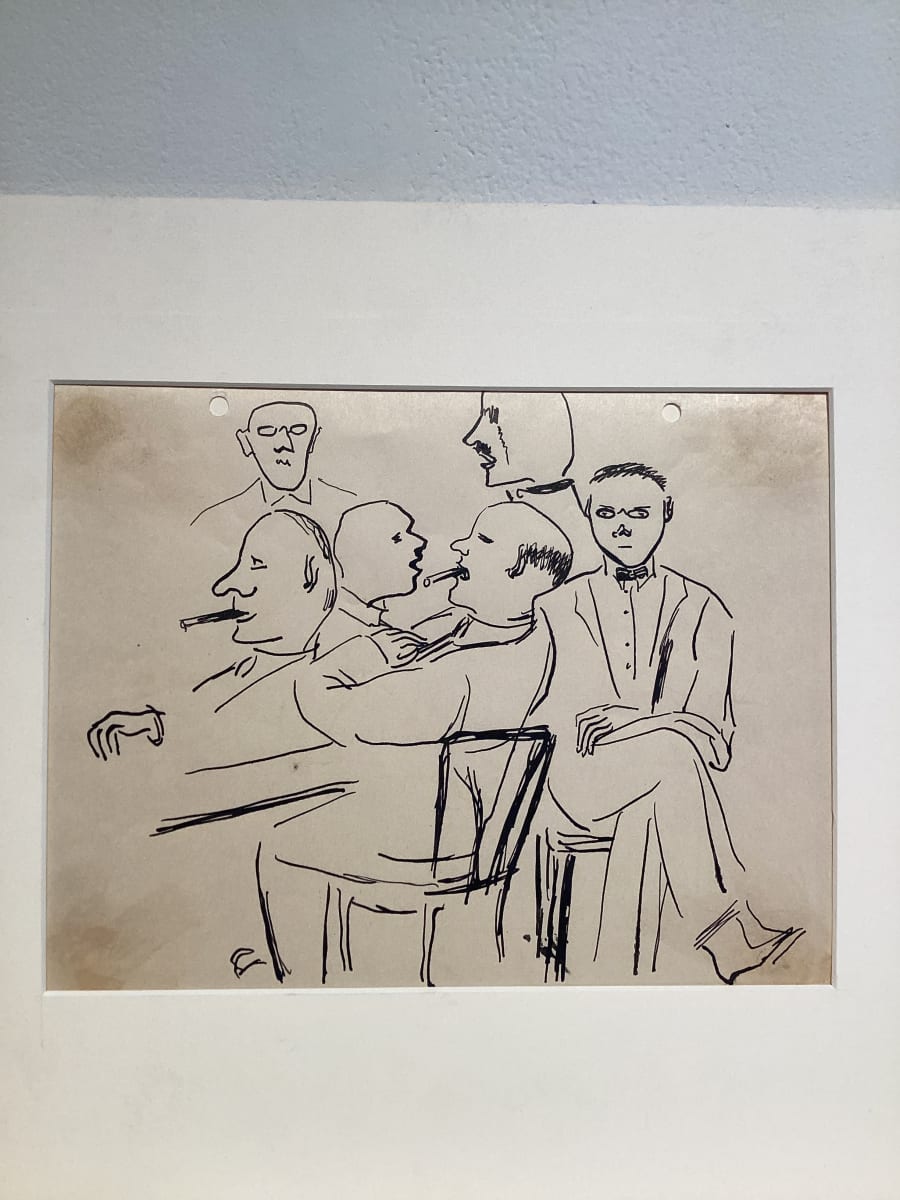 Untitled or unknown title, described as men sitting and smoking sketch by Esther Webster 