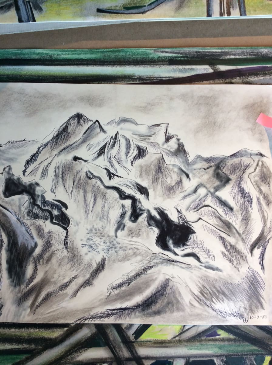 Untitled or unknown title, described as Pen and ink mountains by Esther Webster 