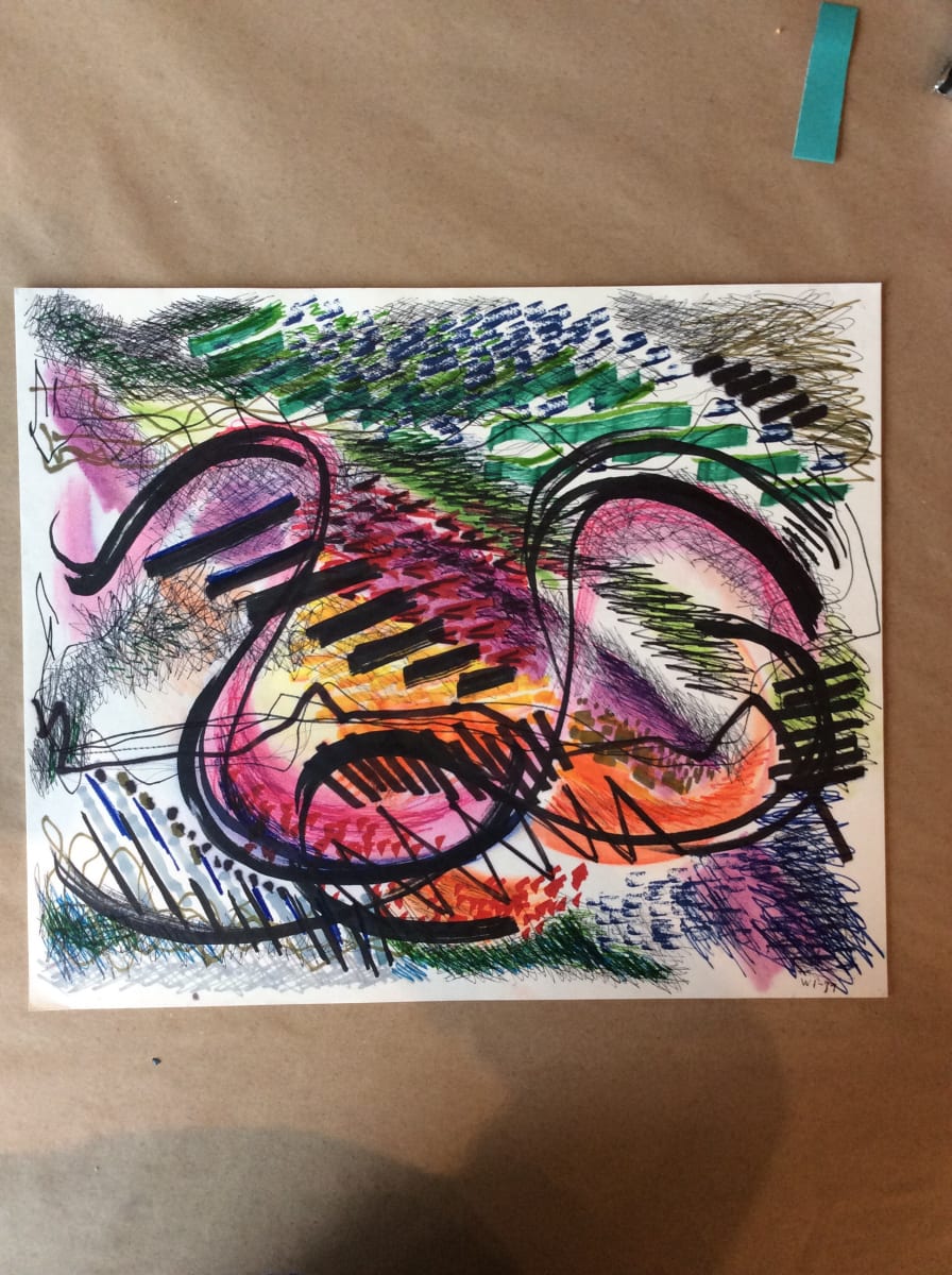 Untitled or unknown title, described as Abstract in pink and Orange by Esther Webster 