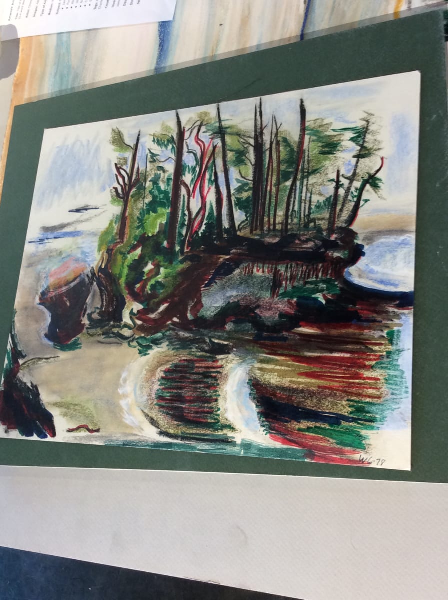 Untitled or unknown title, described as forested island. by Esther Webster 