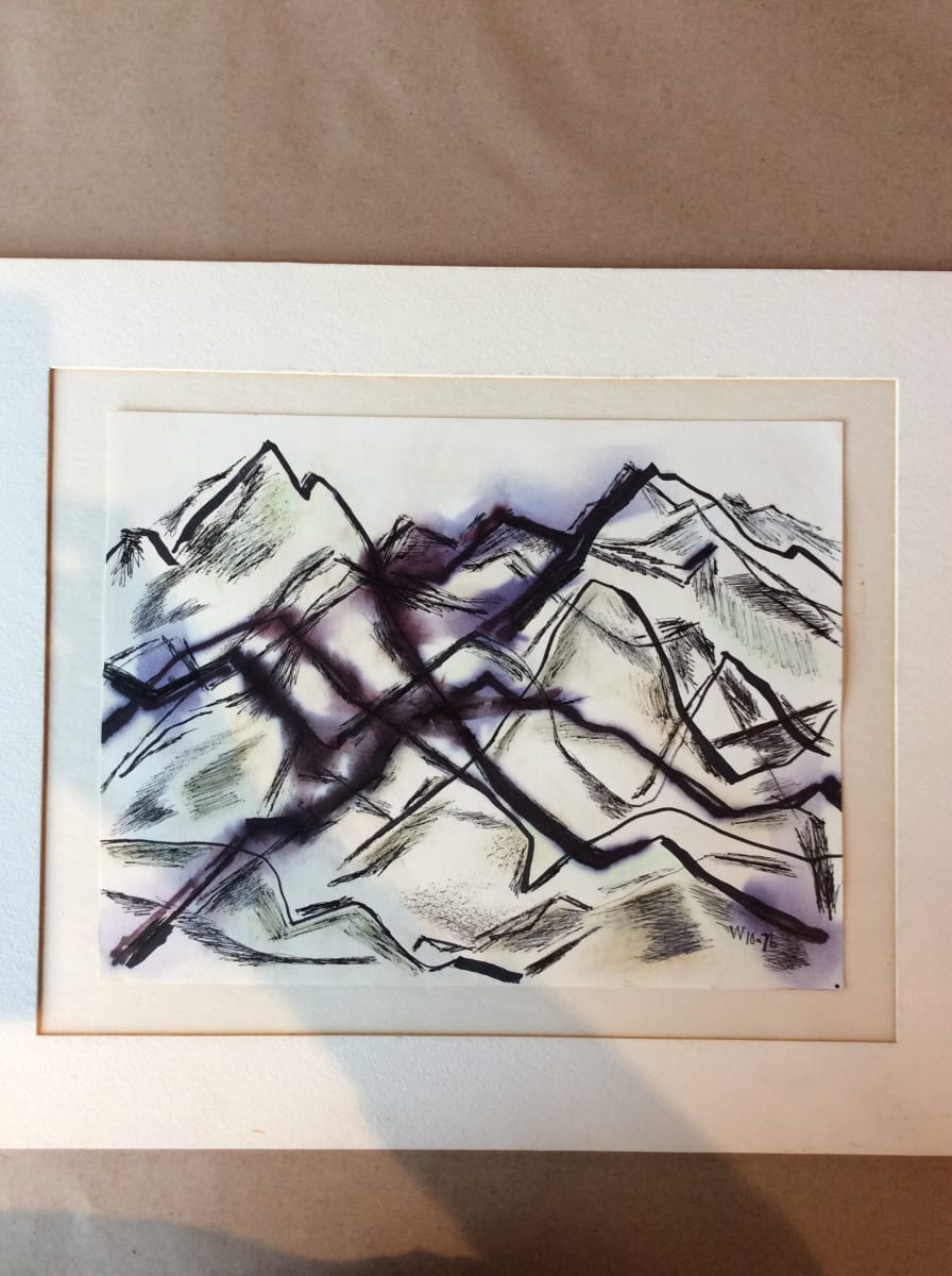 Untitled or unknown title, described as Mountains with cross hatching by Esther Webster, Image 1.