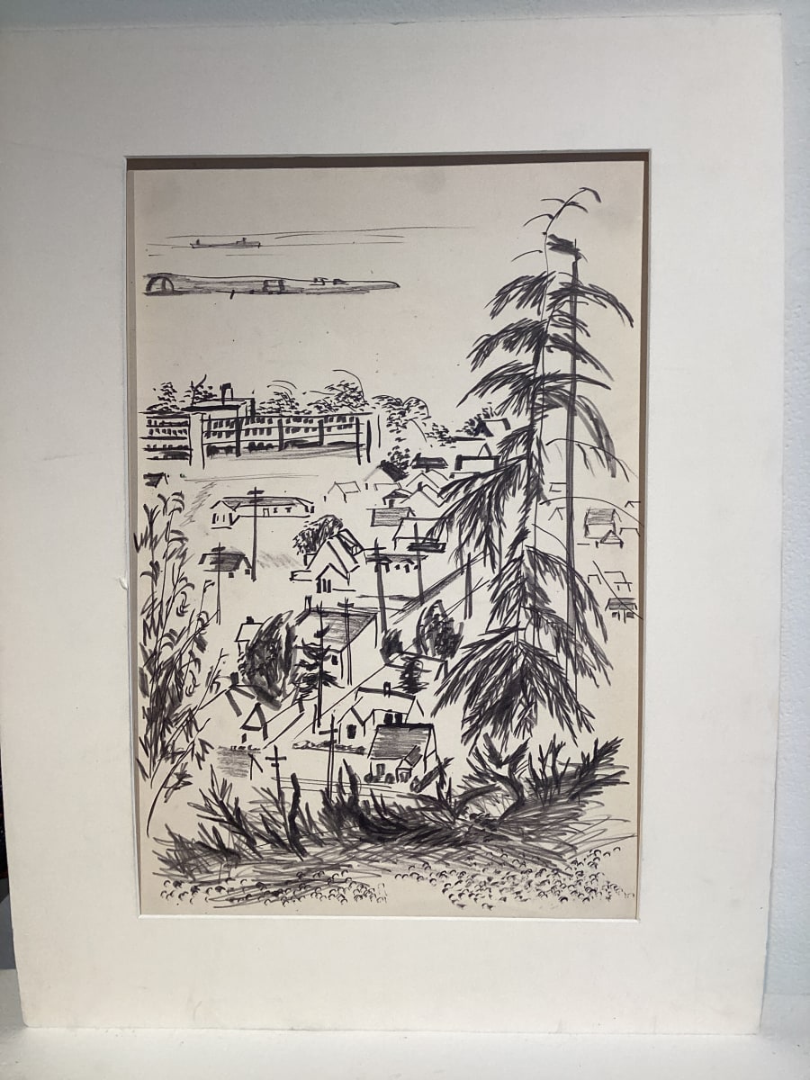 Untitled or unknown title, described as Port Angeles View Sketch by Esther Webster  Image: View from house