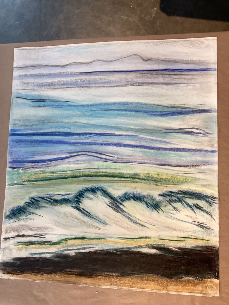 Beach grass, strait and sky by Esther Webster 