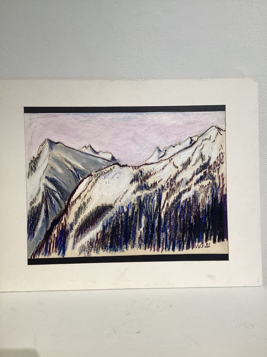 Blue trees, mountains purple sky by Esther Webster, Image 1.