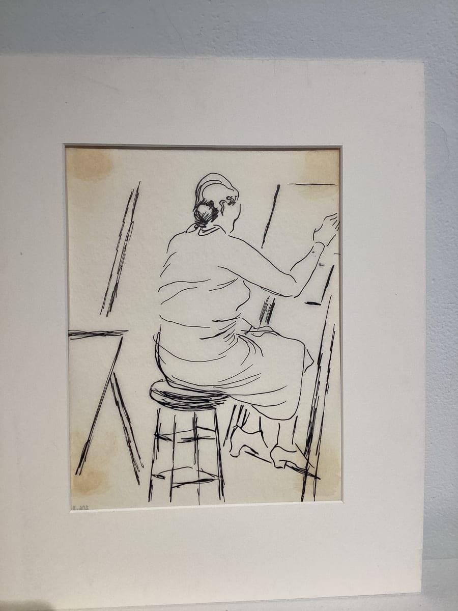 Untitled or unknown title, described as sketch of woman at canvas by Esther Webster 