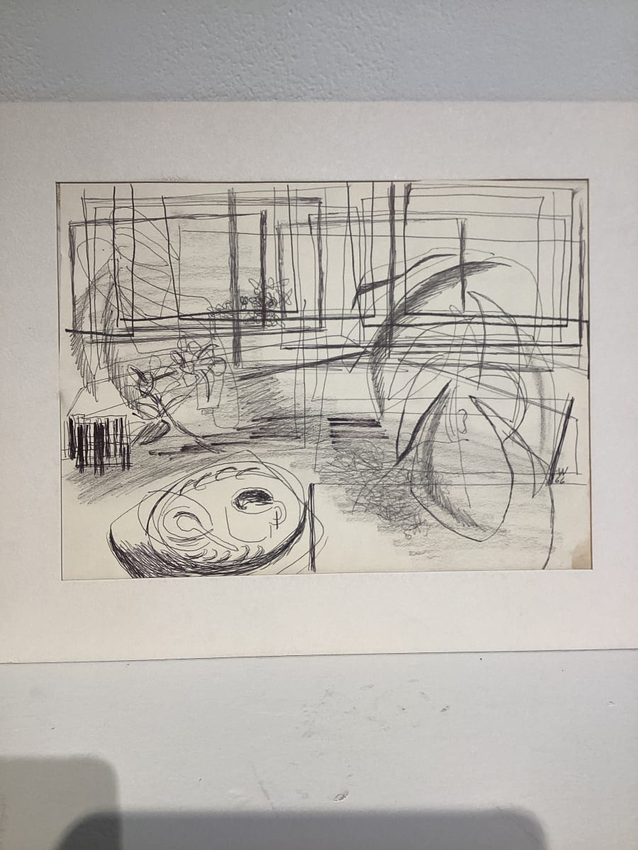 Untitled or unknown title, described as sketch by Esther Webster  Image: Still-life at window