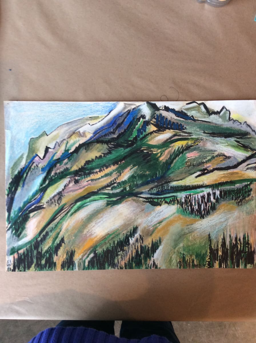 Untitled or unknown title, described as Mountains and meadows by Esther Webster 