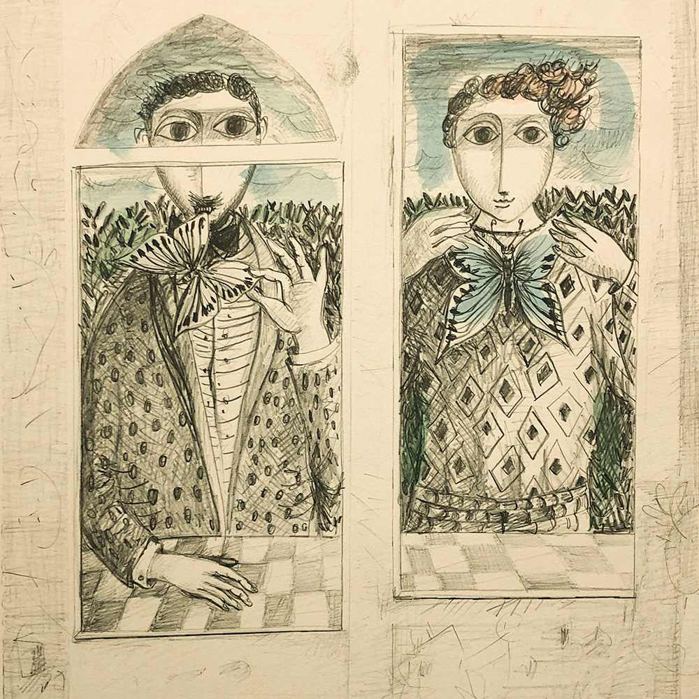 Butterfly Couple by Yosl Bergner  Image: Detail
