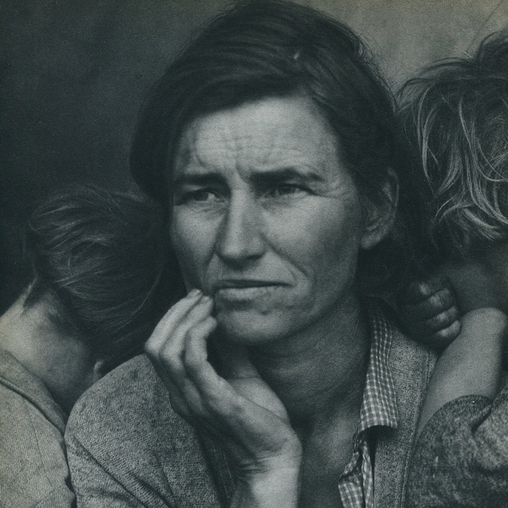 Migrant Mother, 1936 by Dorothea Lange  Image: Detail