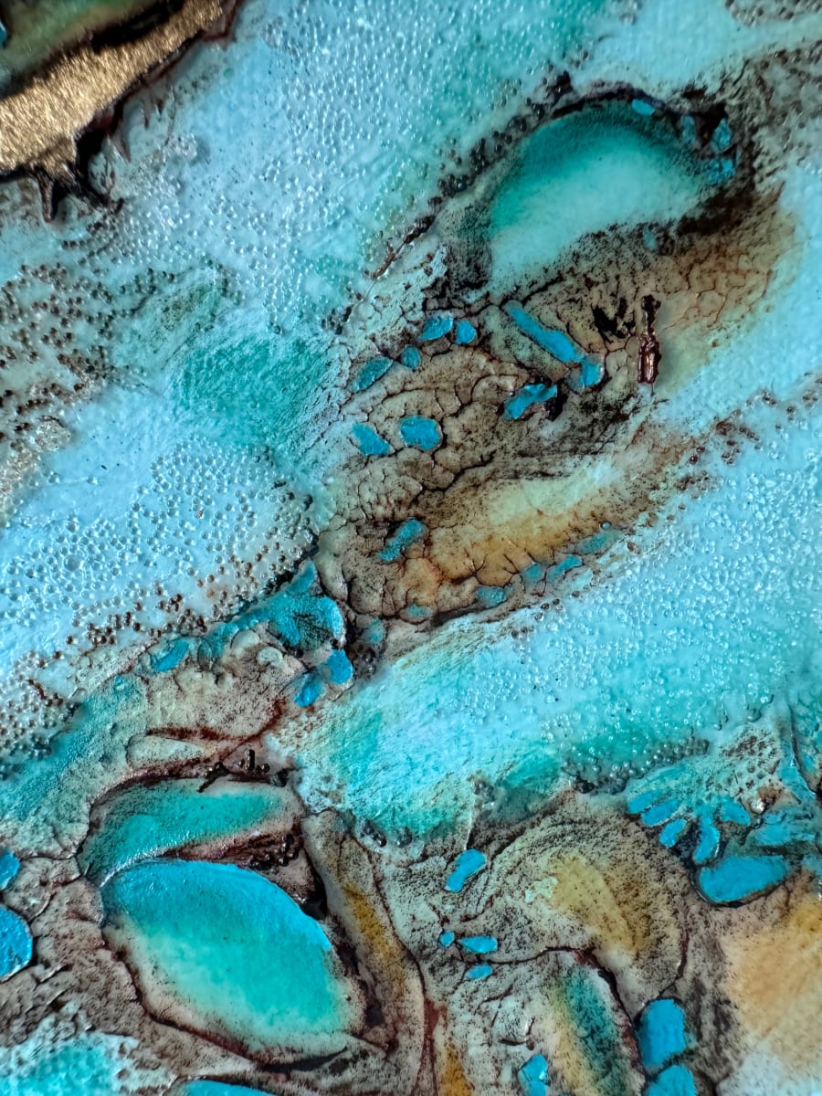 'Rock Pools 4 Closeup #4' - Fine Art Giclée Print - A5 size $30 by Jude Scott  Image: Reproduction from an original abstract textural work inspired by our Australian coastal envirionments. I work intuitively using acrylics and mixed media with my pieces have the feeling of an aerial perspective.