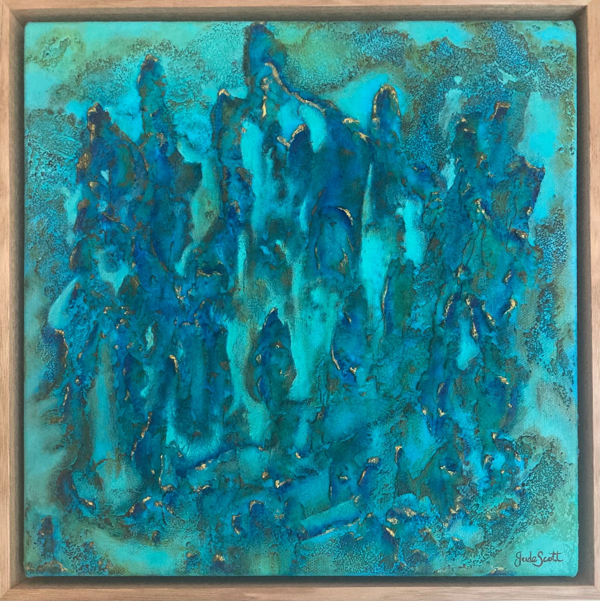 Turquoise Blue by Jude Scott  Image: Coastal environments & ocean landscapes inspired this abstract artwork. I love working with these colours to create textured pieces with mixed media.