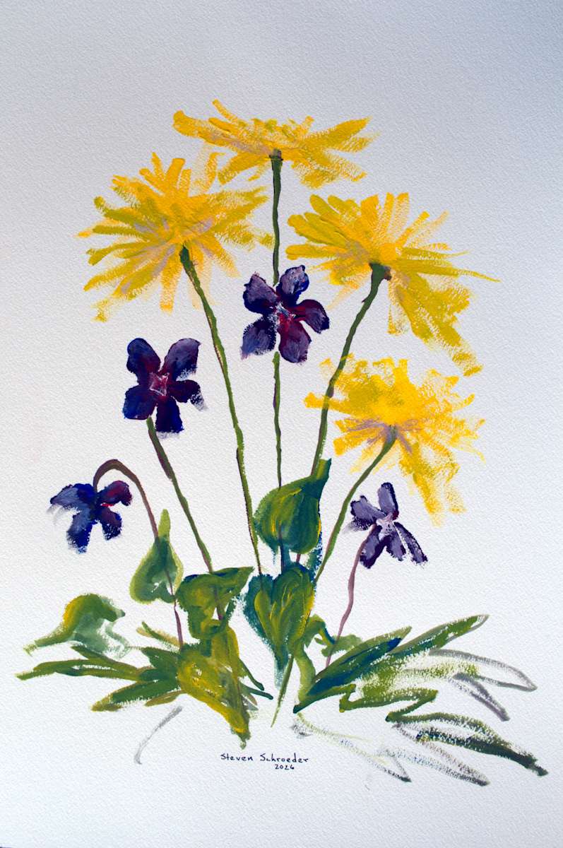 dandelions and wild violets by Steven Schroeder, Image 1.