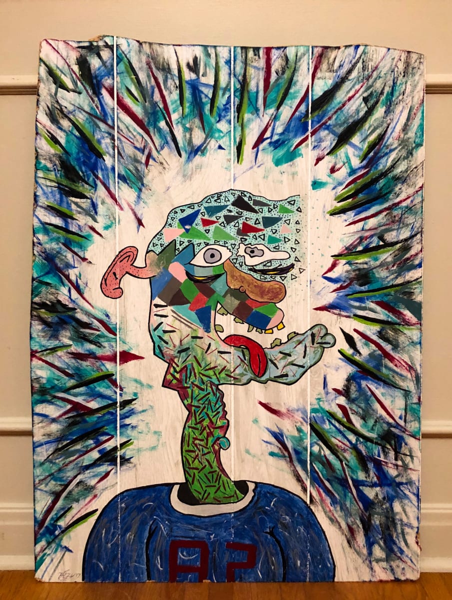 A Man's Self Portrait by Brandon "BiZY" Botten  Image: As I began growing more confident with my style, I decided to complete my first self-portrait based on how I saw/felt the world around me at the time. It was winter, it was a cold, dark and introspective time. I was home for the holidays, which gave me a surge of child-like innocence and nostalgia. I felt refreshed, careless about my appearance, and unburdened by societal expectation.
