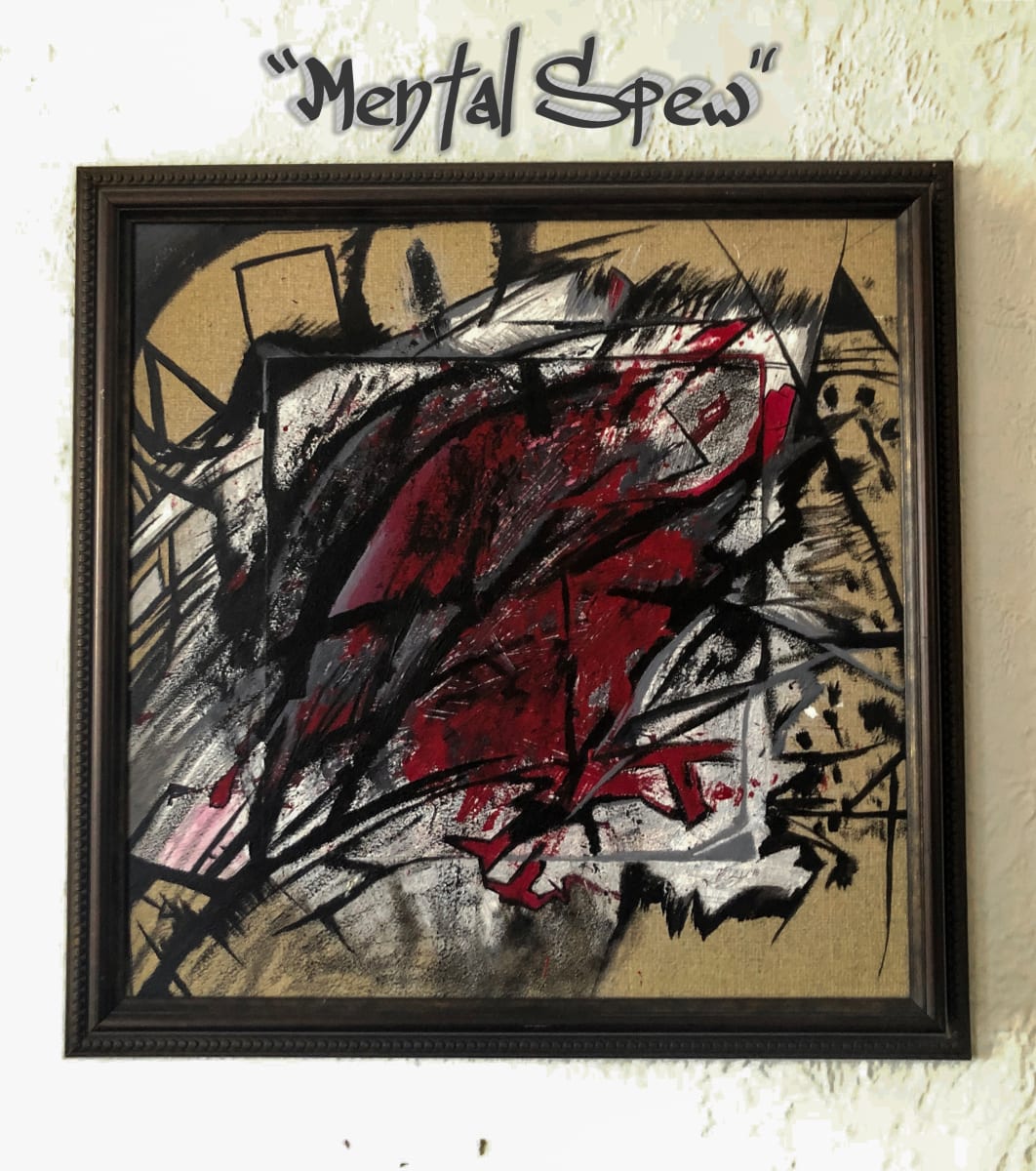 Mental Spew by Brandon "BiZY" Botten  Image: This pieces is about building up borders, to immediately break through them to expand and reach further distances. I went through a great change creatively at this time. I was also about to take a break from painting for many months to see the world in order to pull in new inspiration and grow as an individual. Reach new heights.
