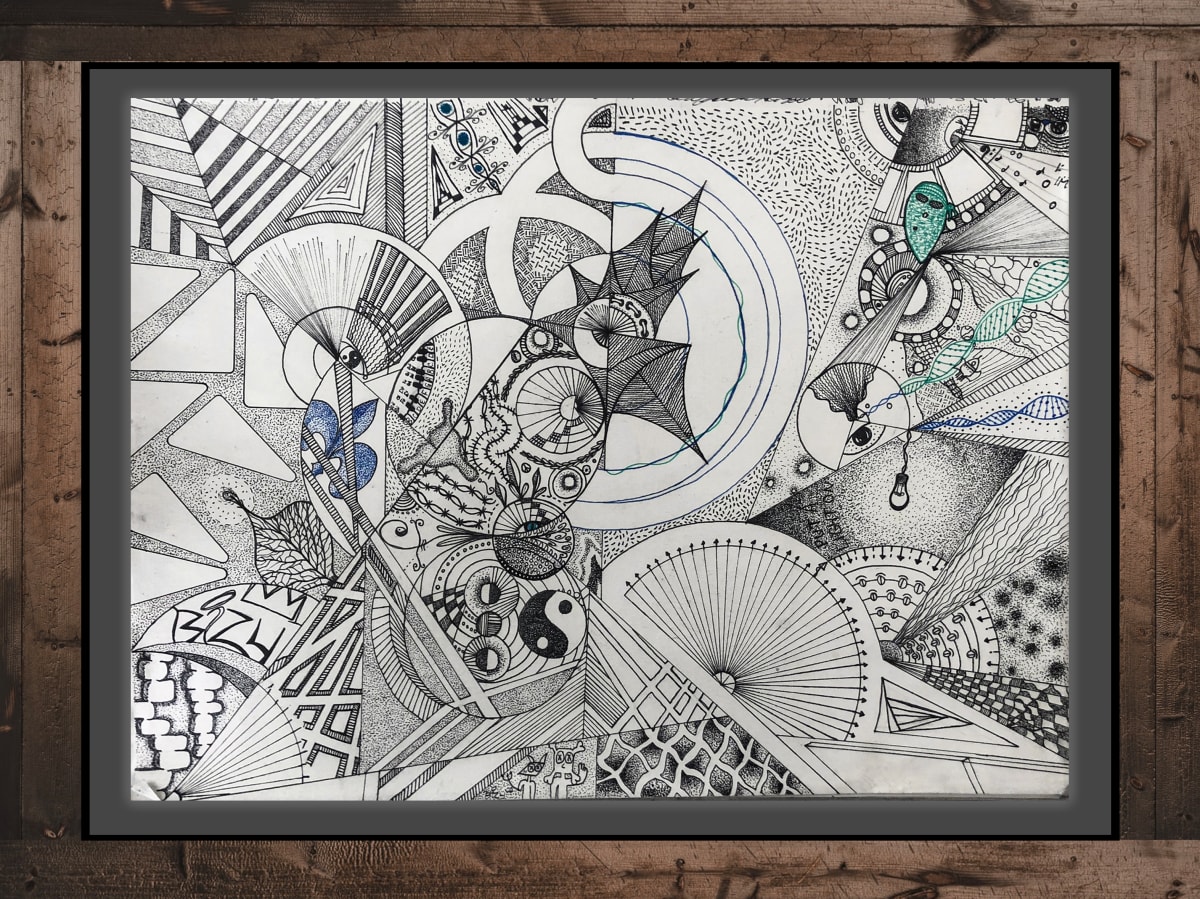 The X Games by Brandon "BiZY" Botten  Image: A practise in precision, the piece was made while the 2022 winter X games were playing in the background. I have always been an avid snowboarder, and the X games have always been fascinating to me, just to see how far humans are able to push their abilities through sheer determination and will. 
This drawing took 3 solid days of sitting in front of the T.V, enjoying my favourite sporting event.

*Frame is not included*



