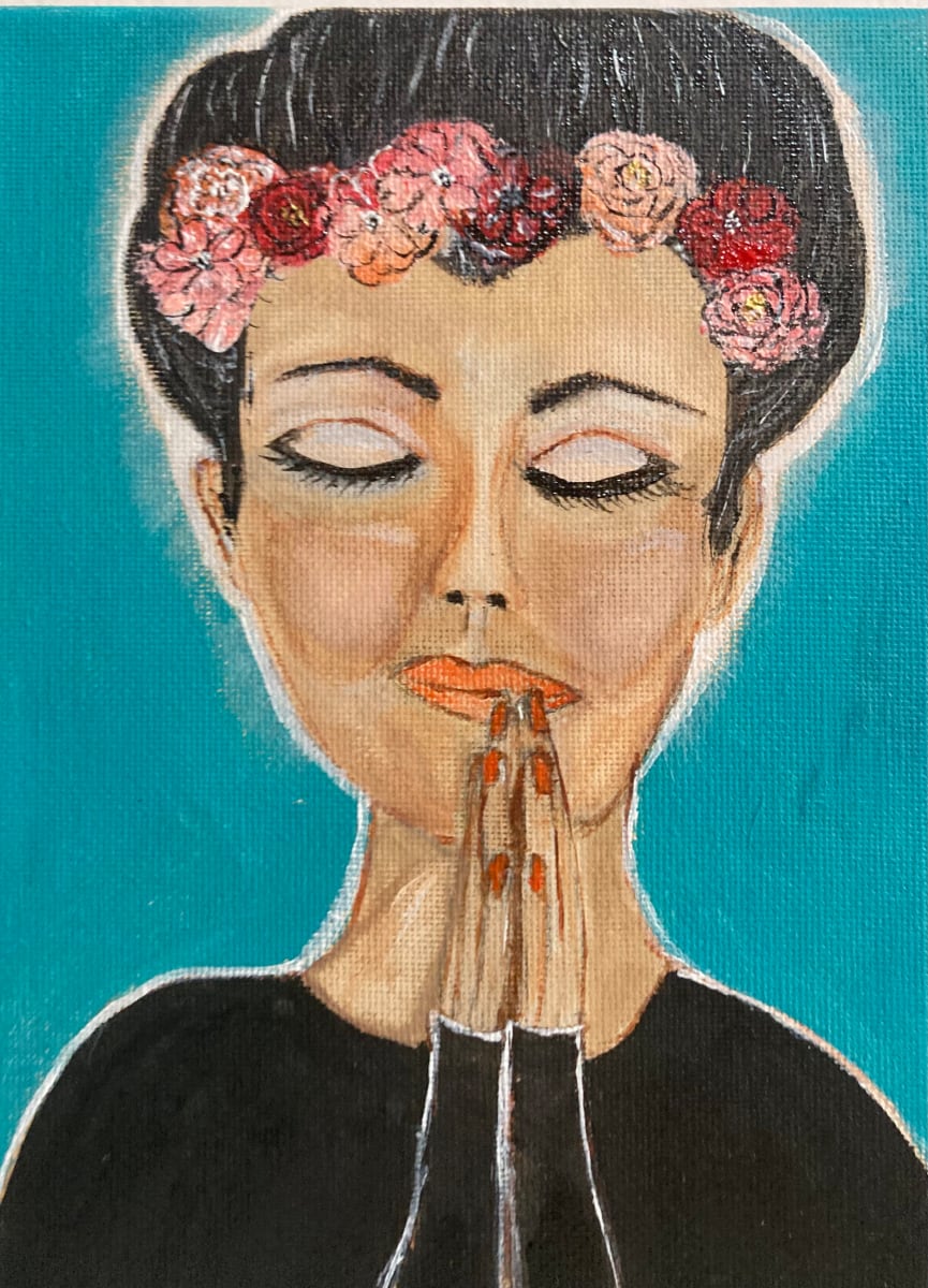 All is Well with My Soul  Image: Original painting, acrylic on canvas.  Serene woman praying.