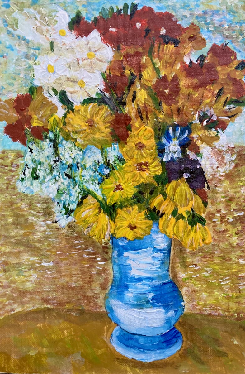 Van Gogh Inspired Flowers by Julie Crisan  Image: Inspired by Flowers in a Blue Vase (Vincent Van Gogh)