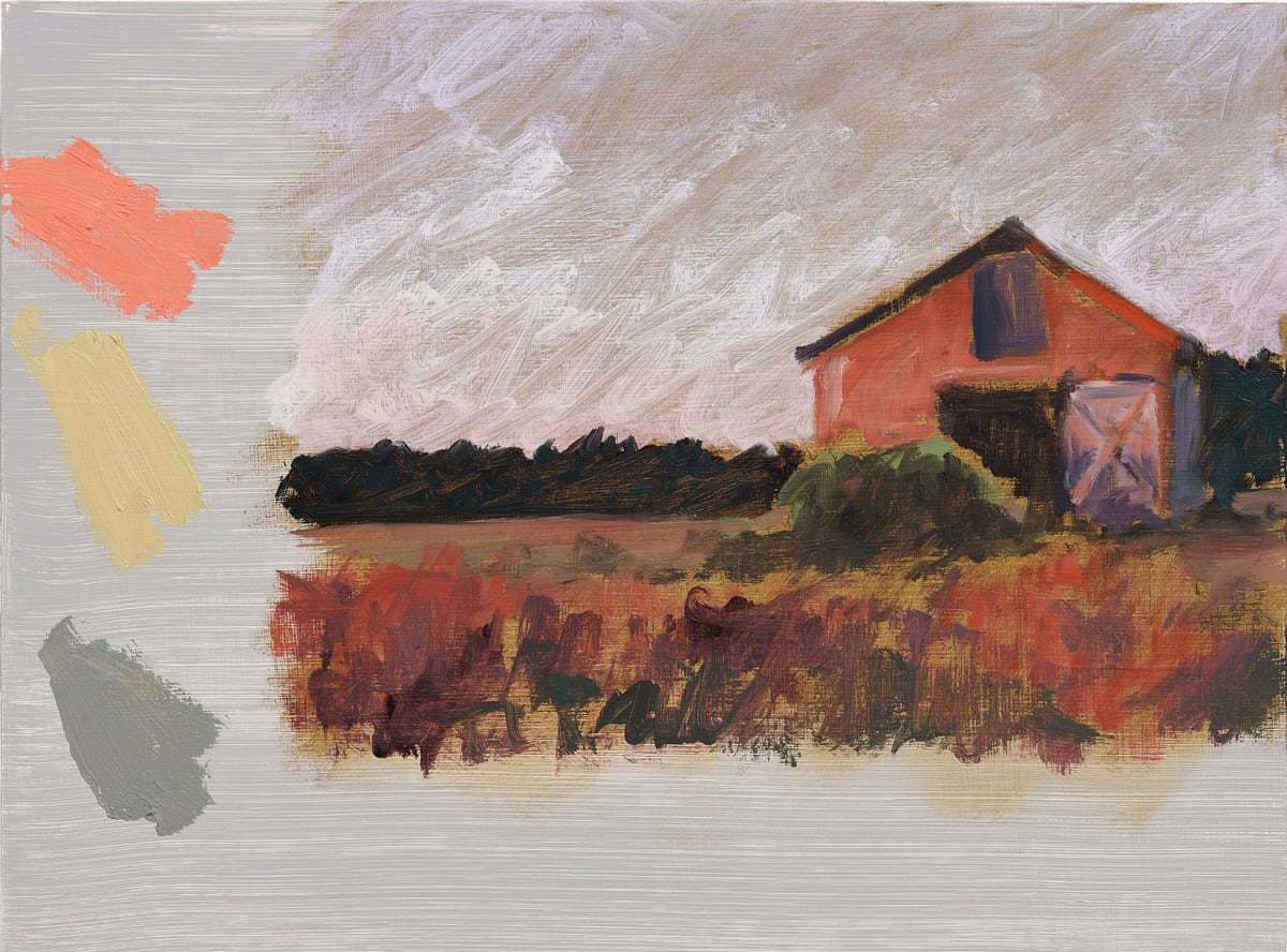 Collaboration 25 by Damian Stamer  Image: My photographic childhood memory exploring a barren farm field in North Carolina at dusk in late summer. Old weathered barn and pink and orange light from the sun.