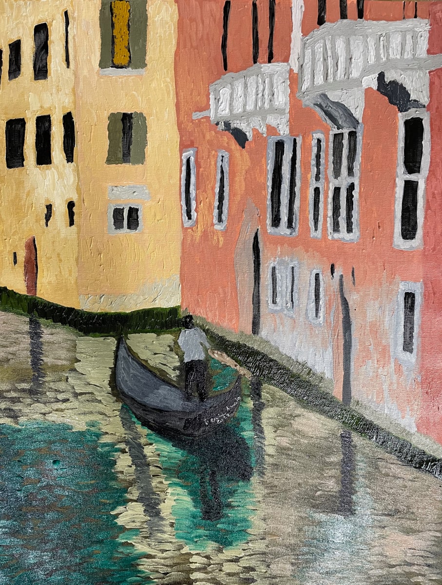 Gondola in Venice by Cecilia Anastos  Image: Oil on canvas about Venice, Italy