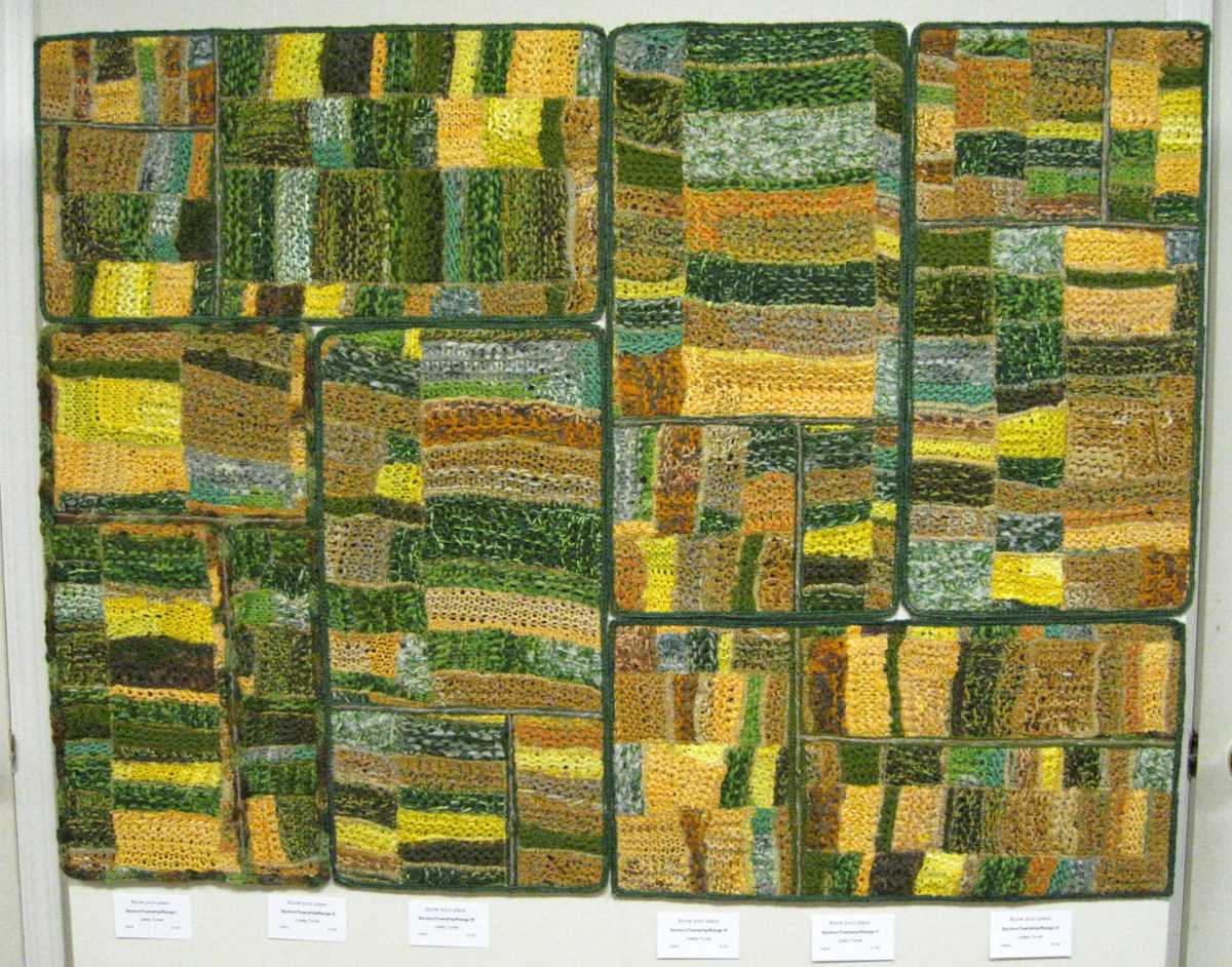 Section, Township, Range by Lesley Turner  Image: Lesley Turner, 'Section, Township, Range', 2013, 24" x 12", wool. cotton. silk linen, alpaca, hemp. Europeans divided up the prairies with an imposed grid deciding ownership limits. Even when ownership and land use changes over time the original grid is still visible as a cultural imprint on the landscape.