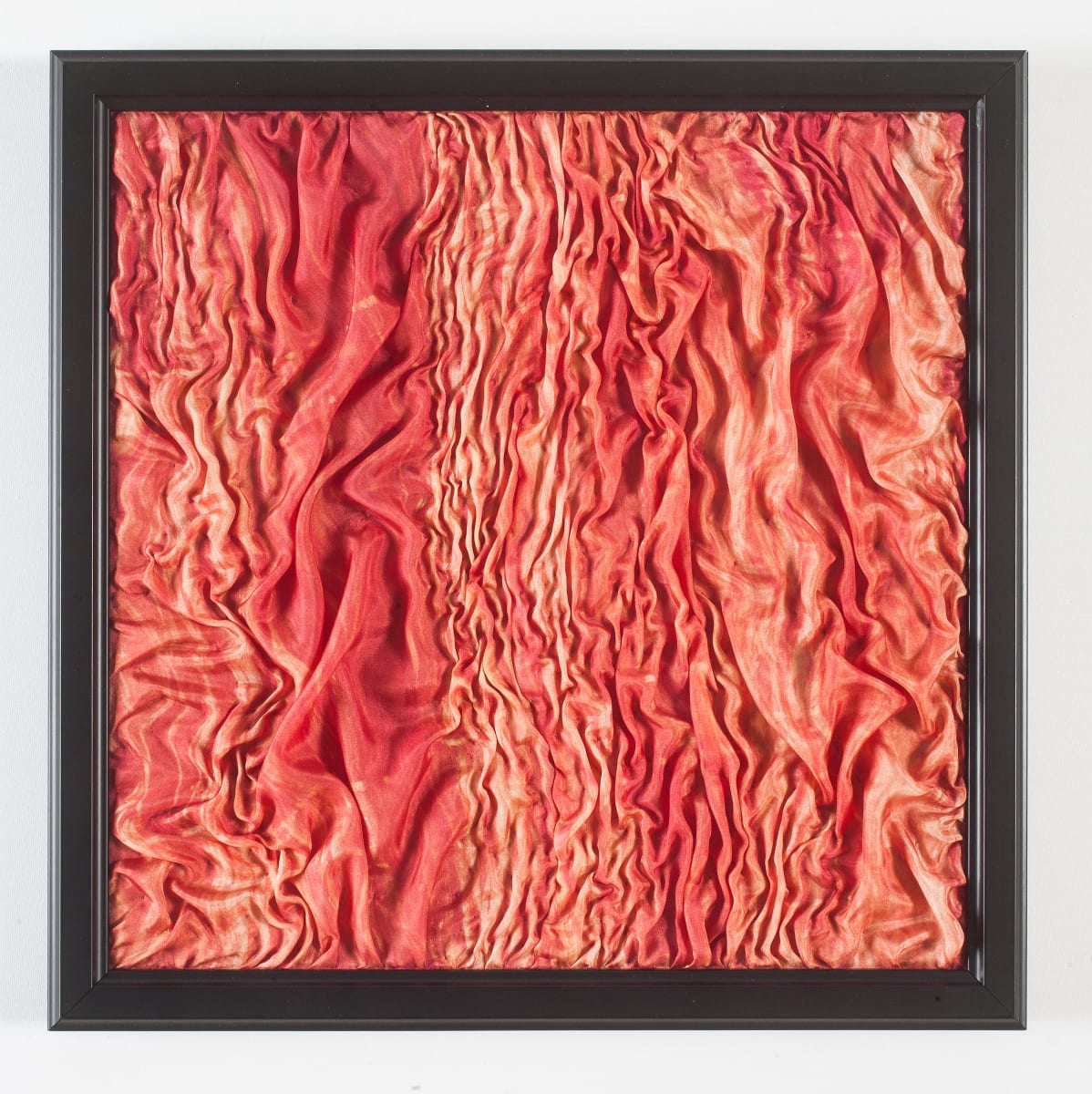 Synesthesia #20 Orange-red by Lesley Turner  Image: Lesley Turner, 'Synesthesia #20 Orange-red', 2017, 13"x13"x0.5". Silk and cotton fabric, cotton thread. Working monochromatically I focused on expressing the color’s radiating energy through line and value.  Photo: Tony Bounsall Photo-Design