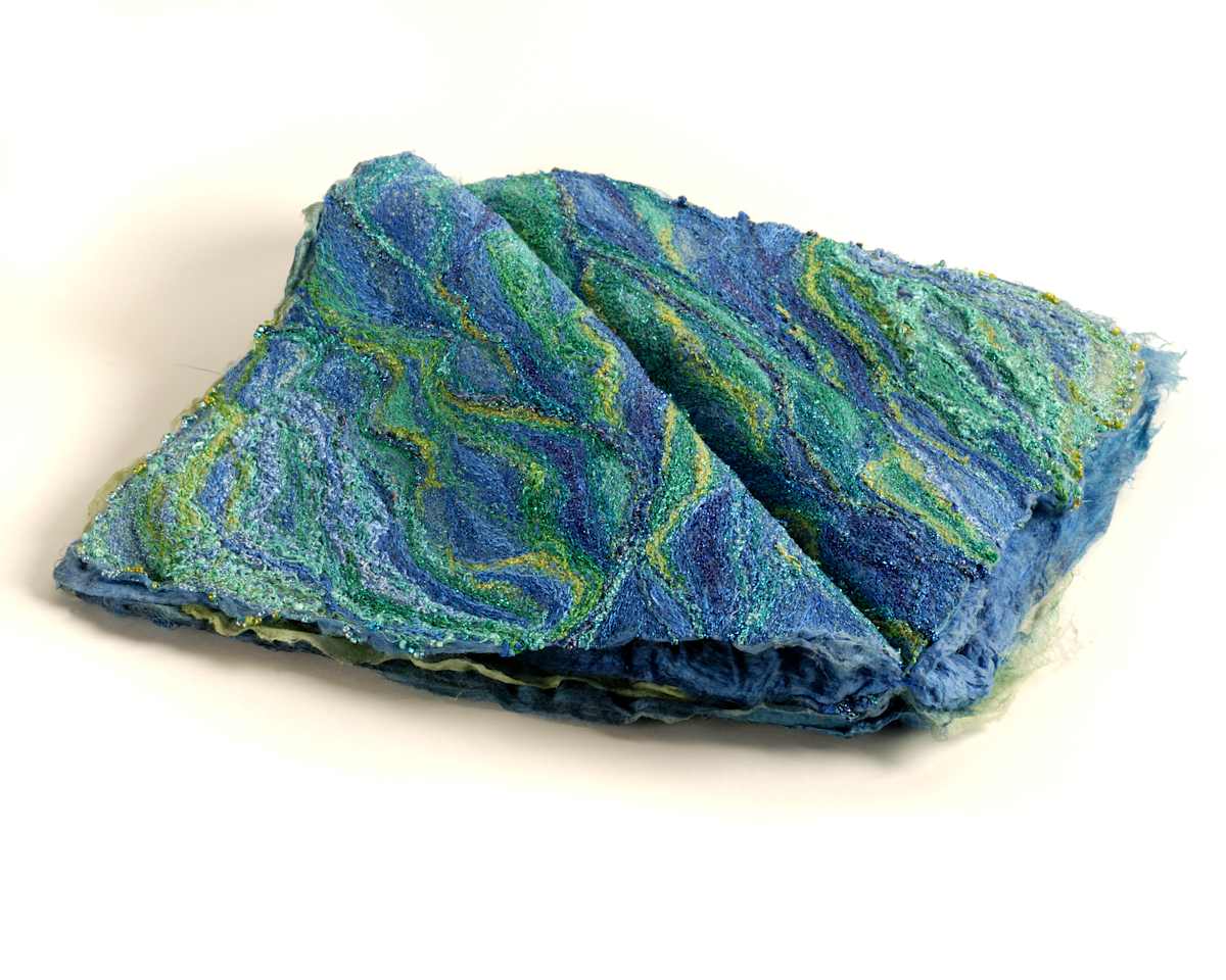 Nami by Lesley Turner  Image: Lesley Turner, 'Nami', 203, 10"h x 10"w x 3"d. Silk paper hand and machine embroidered.