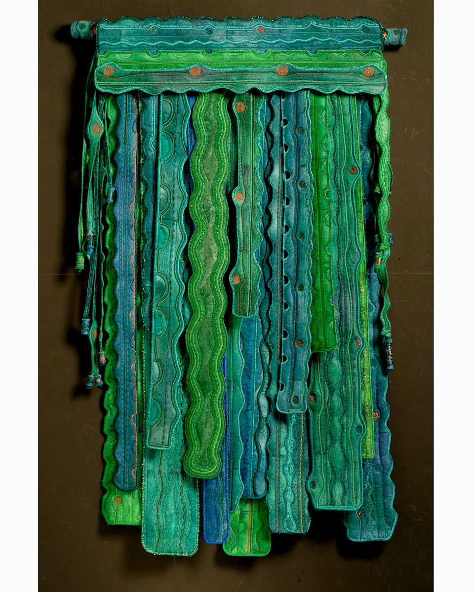 Precipitation by Lesley Turner  Image: Lesley Turner, 'Precipitation', 2004, 36"h x 22"w x 1"d. Acrylic felt painted with acrylic paint machine stitched with cotton, metallic, rayon and polyester threads.