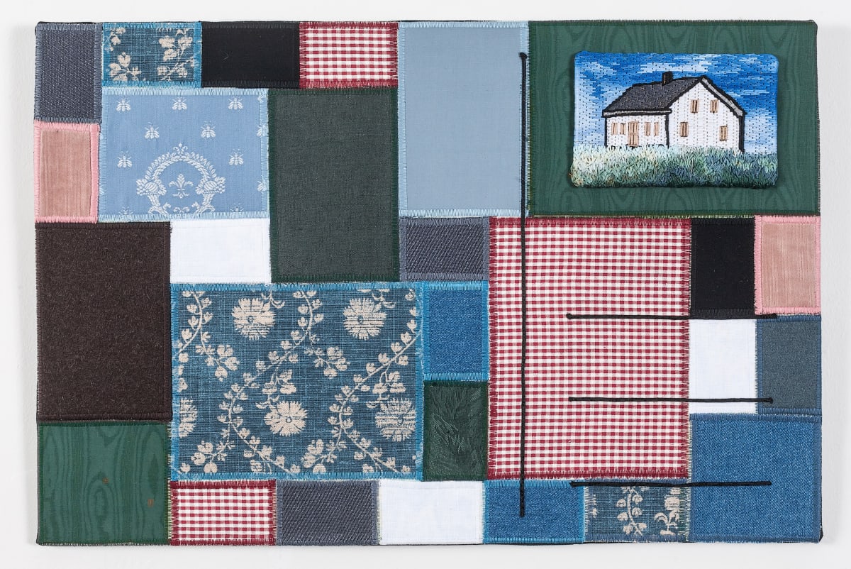 Postcards From Fundy #4 1820-1860 by Lesley Turner  Image: Lesley Turner, 'Postcards from Fundy #4 1820-1860', 16"x24"x0.5", cotton, wool, hemp, linen, canvas. Photo: Tony Bounsall Photo-Design.