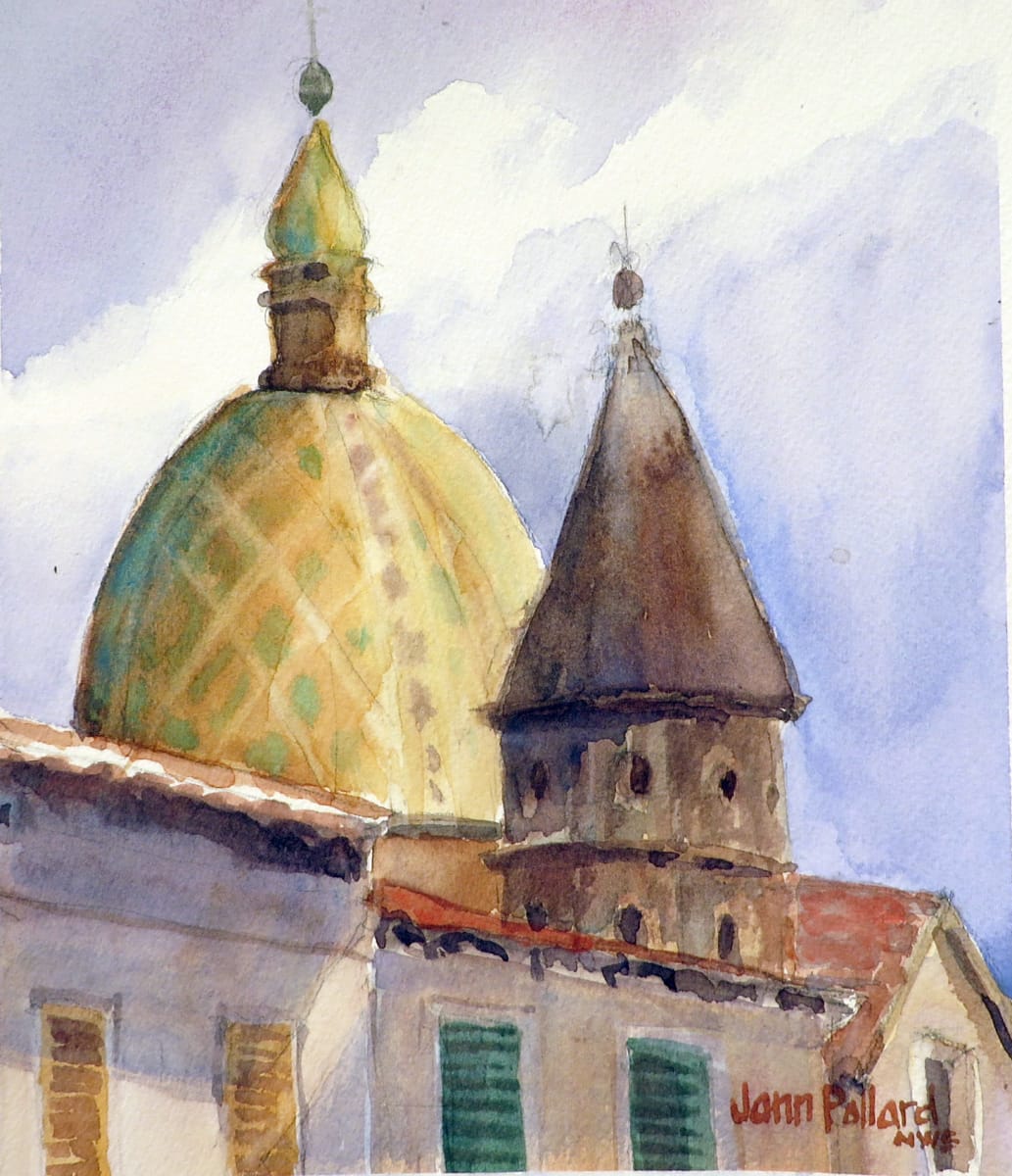 Cetara Dome — Amalfi by Jann Lawrence Pollard  Image: Quick watercolor sketch in Cetara Italy