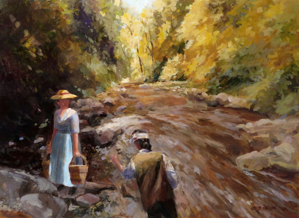 Prisoner Patriot John Reaches Woman at the Creek by Jann Lawrence Pollard  Image: Third Place Award for the 2019 DAR American Heritage competition