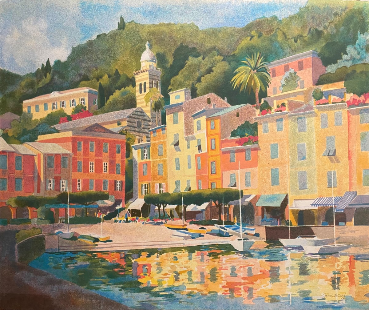 PORTOFINO Hand pulled serigraph, edition of 50 by Jann Lawrence Pollard 