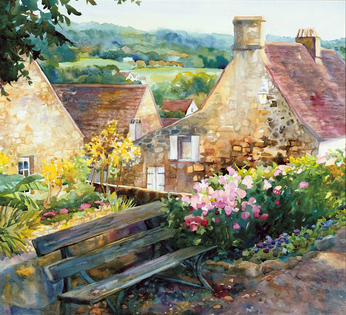 778 – Dordogne Roses, Village of Domme (giclée print) by Jann Lawrence Pollard, Image 1.