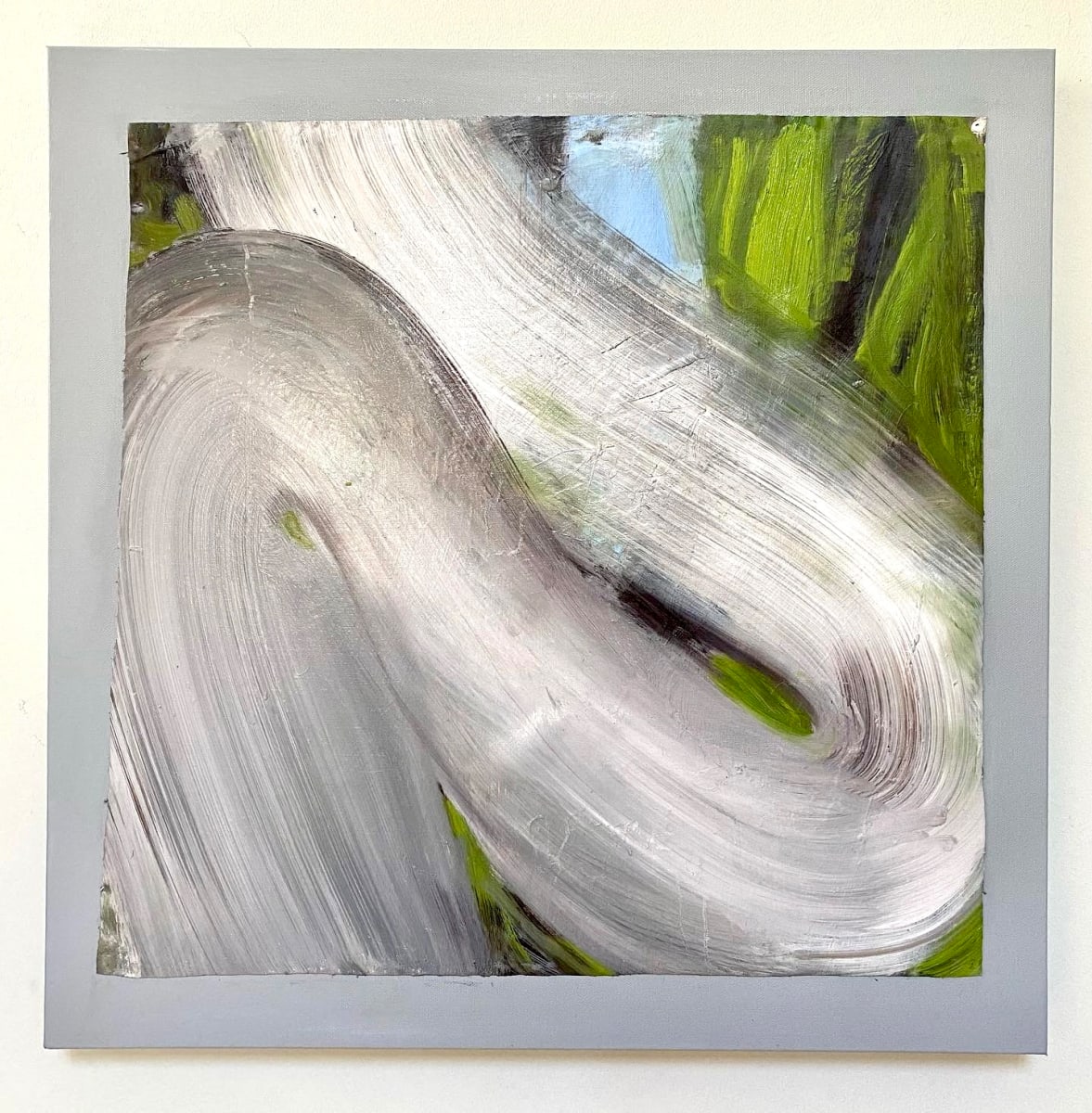 Transpicio 3 by Sally Veach  Image: To preserve the integrity of this piece according to how it was created, the entire face of the linen is mounted on a gallery wrapped canvas.