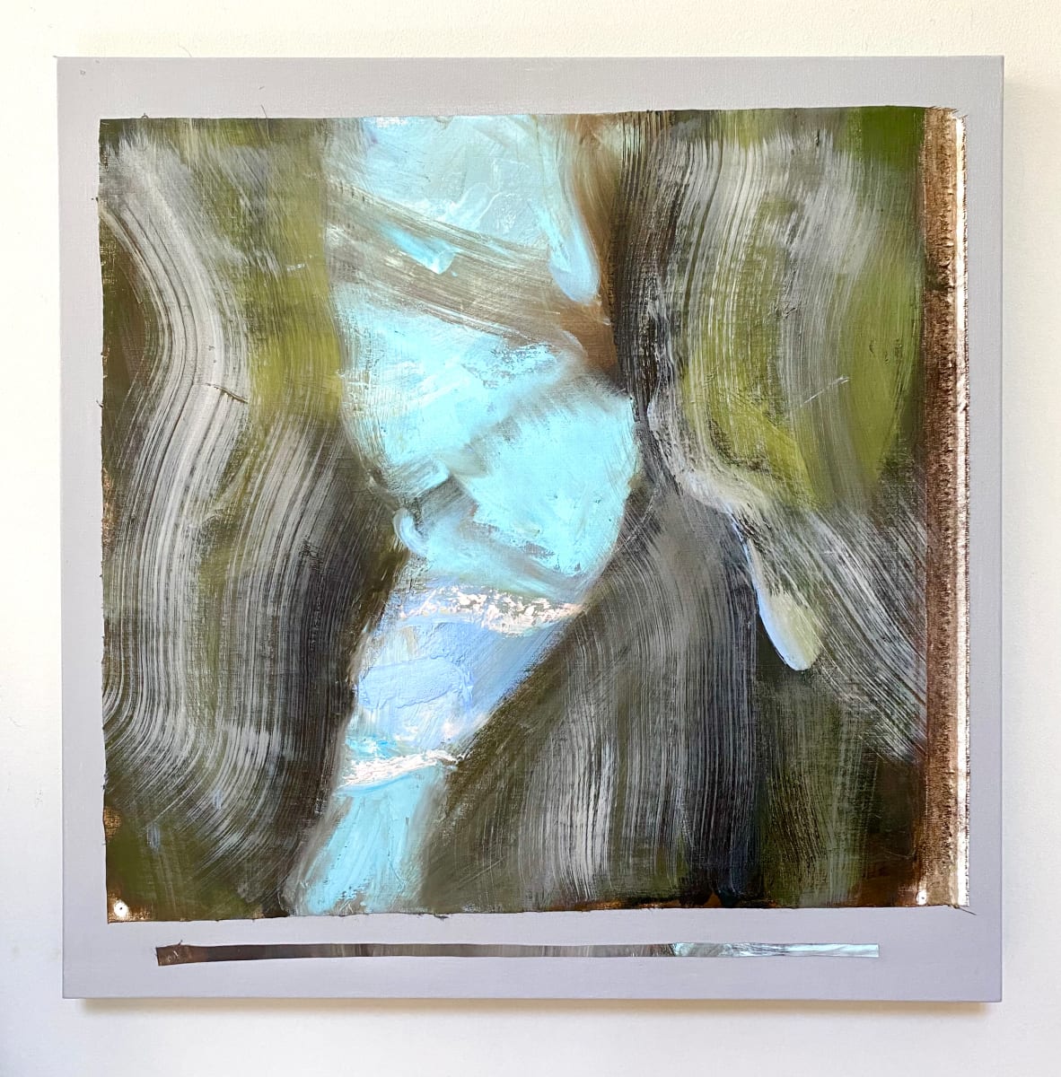 Transpicio 1 by Sally Veach  Image: To preserve the integrity of this piece according to how it was created, the entire face of the linen is mounted on a gallery wrapped canvas.