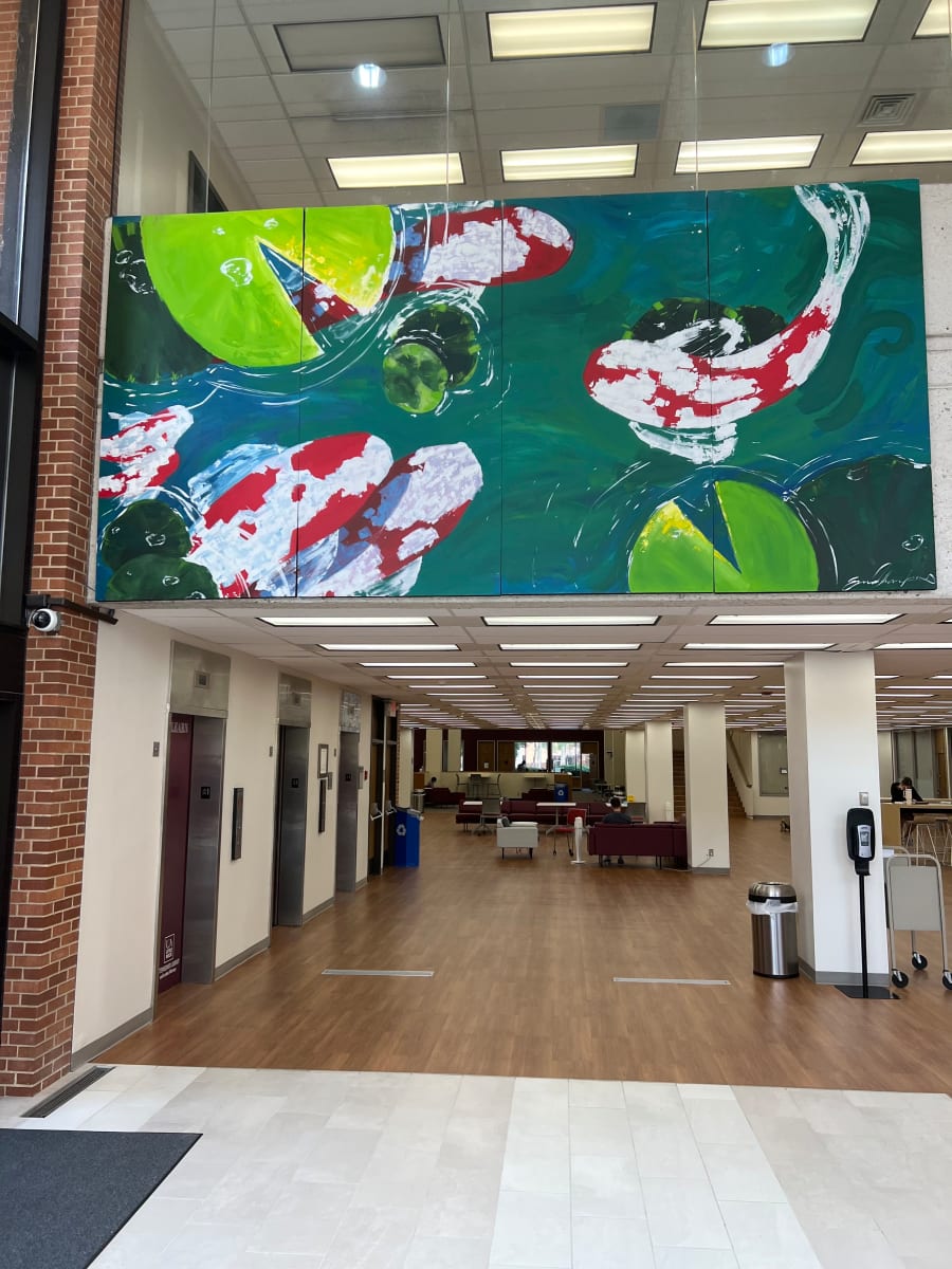 Koi by emma estelle chambers  Image: Completed mural displayed in the Ottenheimer Library at UA Little Rock