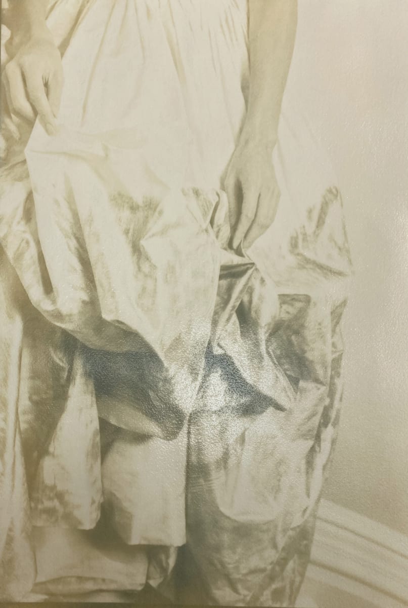 Portrait of a Lady #2 by Dora Somosi  Image: Hand coated cyanotype contact print on Arches watercolor paper contact print, bleached. 