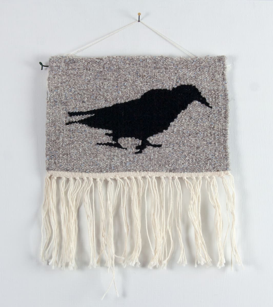 Lone Crow on Gray Tapestry by Phyllis Anna Stevens Estate 