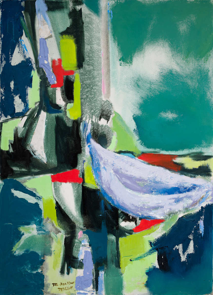 Green Lavender Red Abstract by Miriam McClung, Image 1.