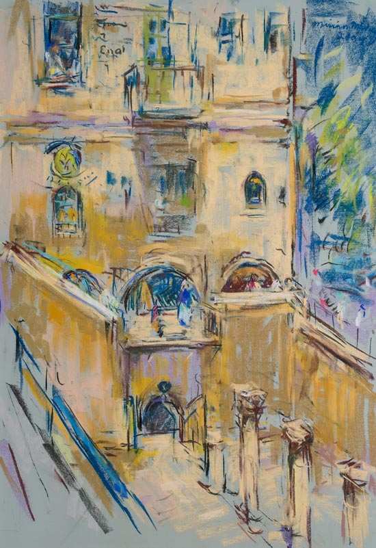 "The Jewish School" by Miriam McClung, 2004. Pastel on paper. 